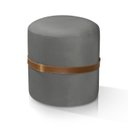 Ver imagem 2 de Banqueta Puff Berlim Veludo Cinta Couro Legítimo Qualidade