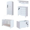 Ver imagem 3 de Quarto Infantil 5 Peças com Berço Guarda Roupa e Cômoda Cor:branco