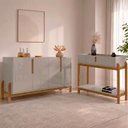 Ver imagem 2 de Kit Buffet Aparador 4 Portas 2 Gavetas Lizz Off White Cedro Dcasa