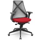 Ver imagem 3 de Kit 02 Cadeiras de Escritório Giratória Presidente Unix P03 Tela Cinza Crepe Vermelho - Lyam Decor