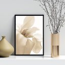 Ver imagem 1 de Quadro Decorativo Flor Bege Fundo Branco 45x34cm - com Vidro:madeira Branca