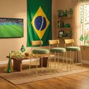 Ver imagem 1 de Kit 3 Banquetas Altas Londres Napoli Hidrorepelente Base Fixa Verde e Amarelo D'Rossi