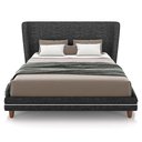Ver imagem 3 de Cabeceira Queen Nilo 160cm com Cama Pés Madeira Suném P05 Linho Cinza Escuro - Lyam Decor