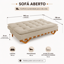 Ver imagem 4 de Sofá Cama Casal Lumi 3 Lugares 1,90m Linho com Pillow Top - Bege
