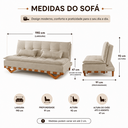 Ver imagem 3 de Sofá Cama Casal Lumi 3 Lugares 1,90m Linho com Pillow Top - Bege