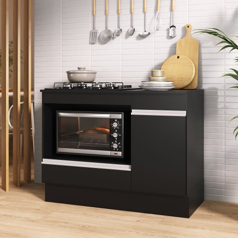Balcão Cozinha para Cooktop e Forno 105cm 1 Porta 1 Gaveta com Rodapé Veneza Multimóveis Mp2295