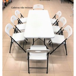 Mesa Maleta Branca Dobrável 1,80m - 3