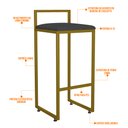 Ver imagem 3 de Banqueta Alta Para Cozinha Sala De Jantar Hanna L02 Dourado Linho Chumbo - Lyam Decor