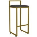 Ver imagem 1 de Banqueta Alta Para Cozinha Sala De Jantar Hanna L02 Dourado Linho Chumbo - Lyam Decor