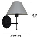 Ver imagem 4 de Arandela De Parede em Alumínio e Cúpula de Algodão Para Sala, Quarto Cabeceira De Cama - Preto e Cúp