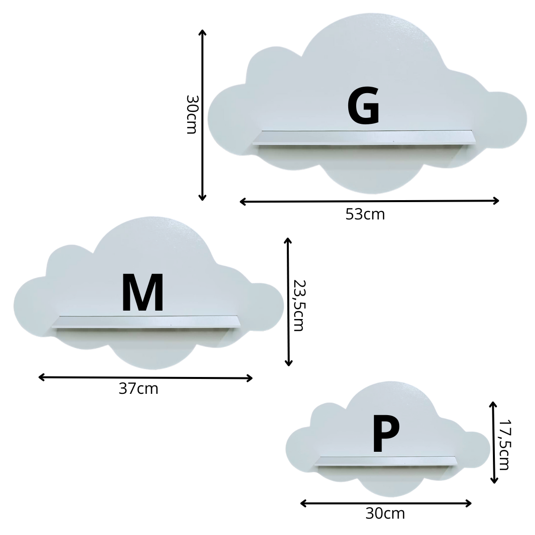 Trio de Nichos Nuvem em Mdf Prateleira Decorativa para Quarto Infantil Branco - 2