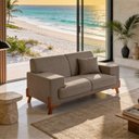 Ver imagem 1 de Sofá Milão 2 Lugares 159cm Marrom Bouclê Clássico Living Casa Imperial