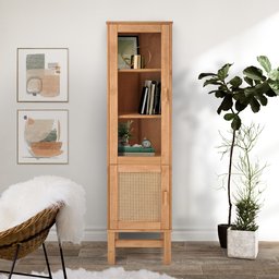 Cristaleira em Madeira, Vidro e Rattan 02 Portas - 4