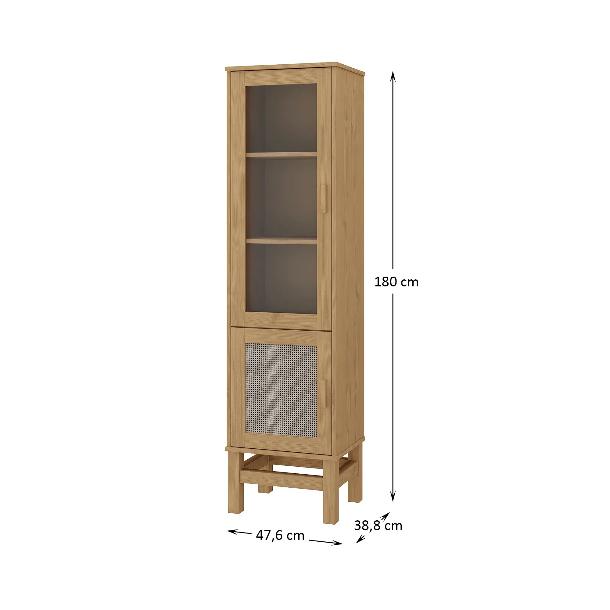 Cristaleira em Madeira, Vidro e Rattan 02 Portas - 5