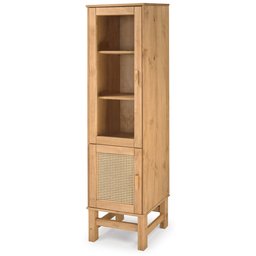 Cristaleira em Madeira, Vidro e Rattan 02 Portas - 2