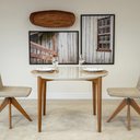 Ver imagem 2 de Mesa de Jantar Luara Universum Redonda 110 cm Tampo Vidro Off White Base Amêndoa