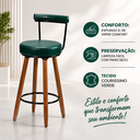 Ver imagem 3 de Kit 3 Banquetas Alta 80cm Giratória c/ Encosto 4 Pés Ilha Gourmet Balcão Bancada Corino Verde