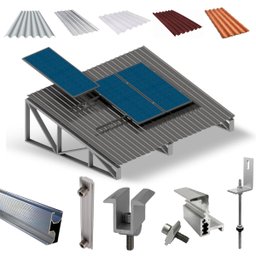Kit Estrutura Fixador Linha C 1,20m para 3 Placas Solar Alumínio Inox Telha Fibro Ondulada Viga Metá - 1