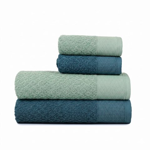 Jogo Toalhas Banho Gigante Tecelagem Atlântica Capri Jacquard Algodão Azul/Verde