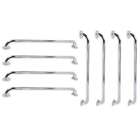 Barra de Apoio 70cm Inox Kit 8 Unidades Idoso Deficiente Gestante Suporte Banheiro Box Resistente Se