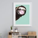 Ver imagem 2 de Quadro Bicho Preguiça Bubble Gum - 60x48cm:madeira Branca