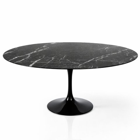 Mesa de Jantar Tulipa Saarinen Redonda 137x90 Cm Mármore Nero