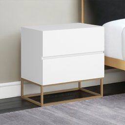 Mesa Cabeceira Eros 2 Gavetas Estilo Industrial com Pés   - 1