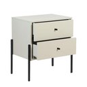 Ver imagem 2 de Mesa de Cabeceira Minimalista com Pés Finos de Ferro - Nude Laca com Puxadores e Pés Preto