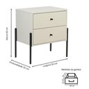 Ver imagem 3 de Mesa de Cabeceira Minimalista com Pés Finos de Ferro - Nude Laca com Puxadores e Pés Preto