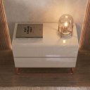 Ver imagem 4 de Mesa de Cabeceira Eros 60cm Off White MDF 2 Gavetas Pés Cobre Estilo Industrial