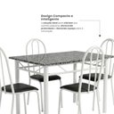 Ver imagem 5 de Conjunto Mesa de Jantar com 4 Cadeiras em Aço Carbono e Tampo de Granito Mescla Branco/Preto Monique