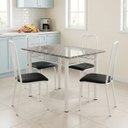 Ver imagem 1 de Conjunto Mesa de Jantar com 4 Cadeiras em Aço Carbono e Tampo de Granito Mescla Branco/Preto Monique