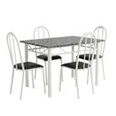 Ver imagem 2 de Conjunto Mesa de Jantar com 4 Cadeiras em Aço Carbono e Tampo de Granito Mescla Branco/Preto Monique