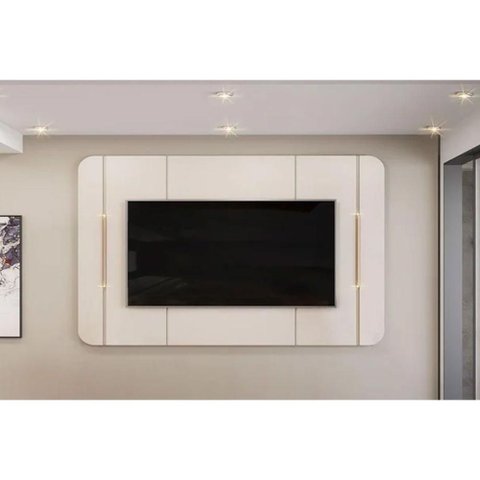 Painel Quarto P/ Tv até 65 Pol Adele 180x132cm Off White - Dj Móveis