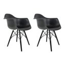 Ver imagem 2 de Conjunto 2 Cadeiras Eames com Braço Preta Polipropileno Sala Jantar Cozinha Escritório