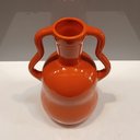 Ver imagem 4 de Vaso Decorativo de Cerâmica Laranja 25x17x17cm Enfeite Sala Mesa Estante Flores
