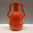 Ver imagem 3 de Vaso Decorativo de Cerâmica Laranja 25x17x17cm Enfeite Sala Mesa Estante Flores