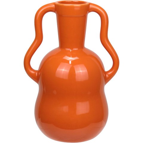 Vaso Decorativo Enfeite Casa Home&Co Cerâmica 25x17x17cm Laranja