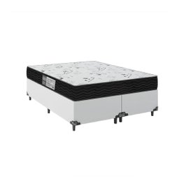 Cama Box Queen Bipartido + Colchão D33 One Face - 56x158x198cm - E-shop Casa - Couro - 1