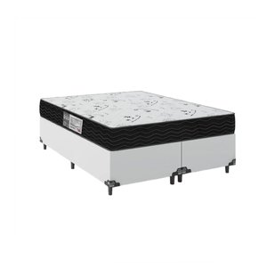 Cama Box Queen Bipartido + Colchão D33 One Face - 56x158x198cm - E-shop Casa - Couro