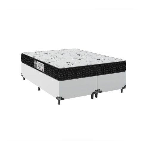 Cama Box Queen Bipartido + Colchão D33 One Face - 56x158x198cm - E-shop Casa - Couro