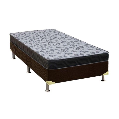 Cama Box Solteiro: Colchão Anatômico Ortobom D33/EP Fort Tech ISO 100 + Base CRC Suede Brown(