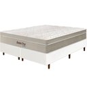 Ver imagem 1 de Cama Box Branca + Colchão King Size Santa Cruz Bege Molas Ensacadas Euro Pillow 193x203x72cm
