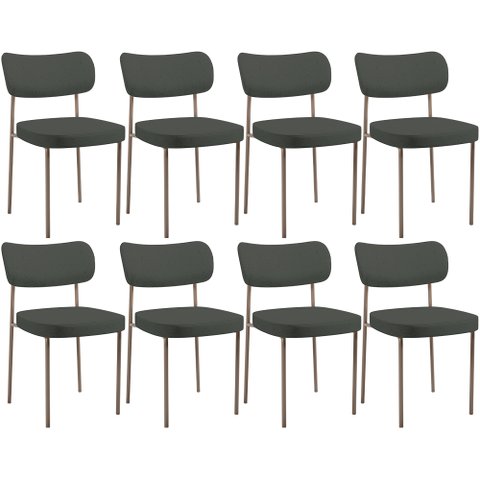 Kit 08 Cadeiras Estofadas para Sala de Jantar Melina Base Arena L02 Linho Verde Musgo - Lyam Decor