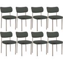 Ver imagem 1 de Kit 08 Cadeiras Estofadas para Sala de Jantar Melina Base Arena L02 Linho Verde Musgo - Lyam Decor