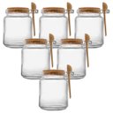 Ver imagem 1 de Kit 6 Porta Tempero Vidro Colher Bambu tampa de Rolha 240ml