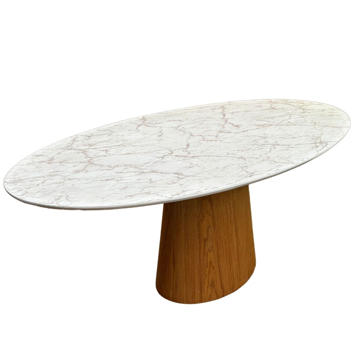 Mesa de Jantar Cone Oval 120x80 Cm Base Madeira Freijó Tampo Calacato Bronzeado - 2