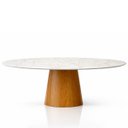Ver imagem 1 de Mesa de Jantar Cone Oval 120x80 Cm Base Madeira Freijó Tampo Calacato Bronzeado