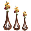 Ver imagem 1 de Vaso de Chão Decorativo Grande Mdf Ibiza:marrom/kit com 3 - 90x28cm, 75x23cm e 60x18cm
