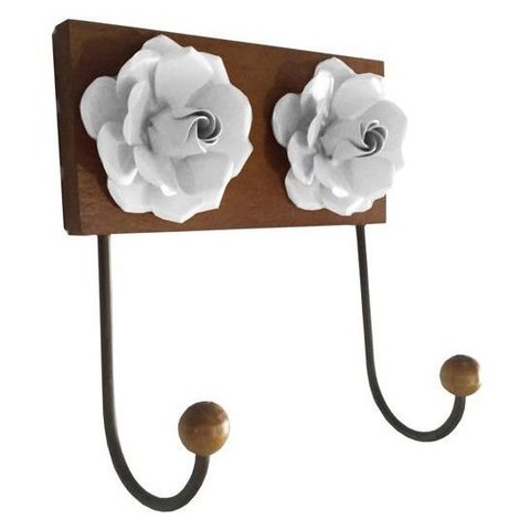 Gancho de Ferro Decorativo para Pendurador de Bolsa e Roupa para Quarto Libertas Rosas Artesanato Ca